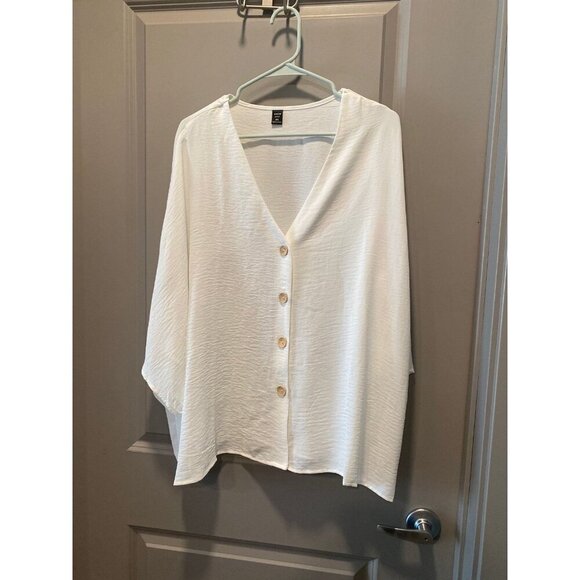 SHEIN Tops - 2XL Ivory Button Down Blouse – Classic & Versatile